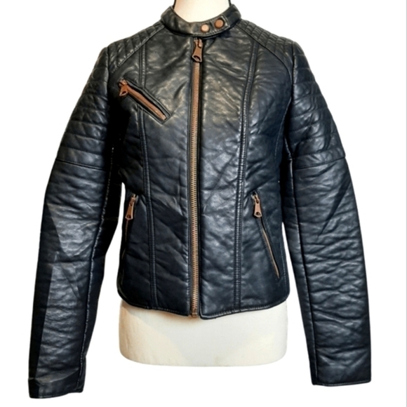 Moto jacket Vegan leather Black color MARC N.Y ANDREW MARC - Picture 5 of 14